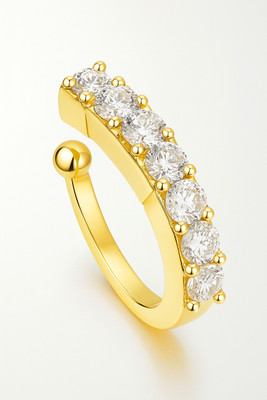 Jat Jewellers Cubic Zirconia Gold-plated Plated Alloy, Crystal Nose Stud