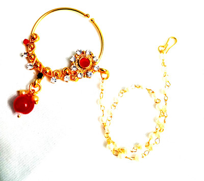 Nawab Collection Ruby Gold-plated Plated Brass Nathiya