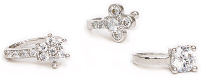 MALIFIONNA Diamond Silver Plated Alloy Nose Stud(Pack of 3)