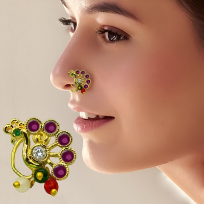 THANU'S CRAFT Ruby Gold-plated Plated Metal Nose Ring