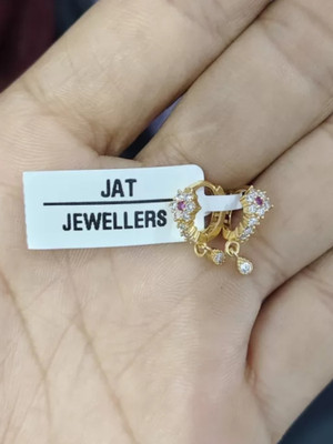 Maan Cubic Zirconia Gold-plated Plated Brass Nose Ring(Pack of 2)