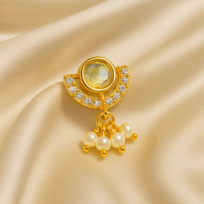 SHI Jewellery Cubic Zirconia, Pearl Gold-plated Plated Mother of Pearl Nose Stud