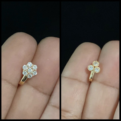 SHREEVARAM Cubic Zirconia, Diamond Gold-plated Plated Brass Nose Ring Set(Pack of 2)
