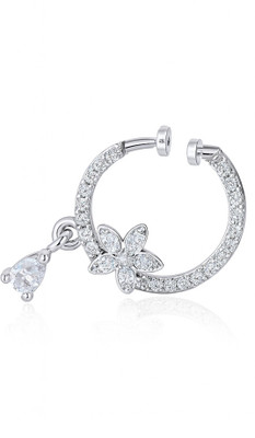 GC PREMIUM JEWELLERY Cubic Zirconia Silver Plated Brass Nose Ring