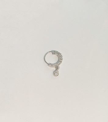 SMCOLLECTION Cubic Zirconia Silver Plated Brass Nose Ring