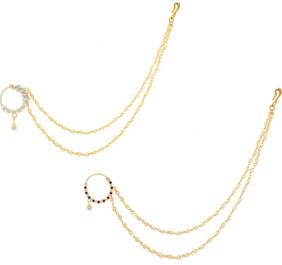 RANIT CREATION Diamond Gold-plated Plated Alloy Nose Ring(Pack of 2)