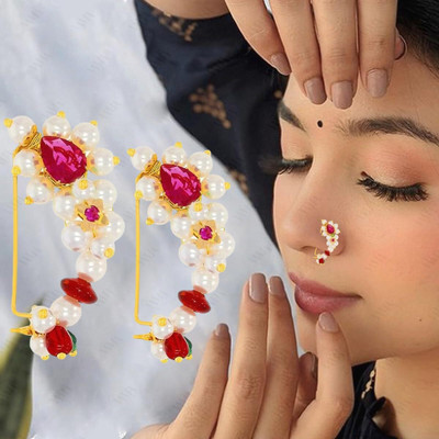 THANU'S CRAFT Crystal Gold-plated Plated Metal Nose Ring