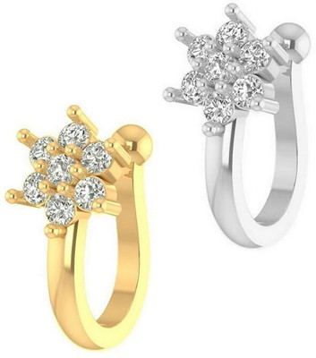 Bawree Crystal Gold-plated, Silver Plated Metal Nose Stud(Pack of 2)