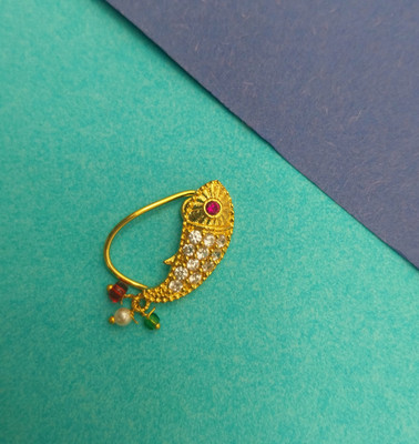 MeeZone Cubic Zirconia Gold-plated Plated Crystal Nose Ring