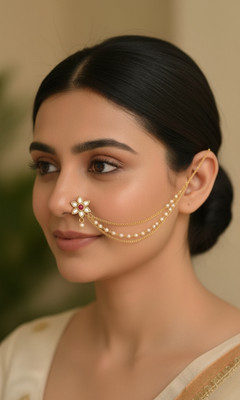Bal samrat Agate Brass Plated Brass Nose Stud