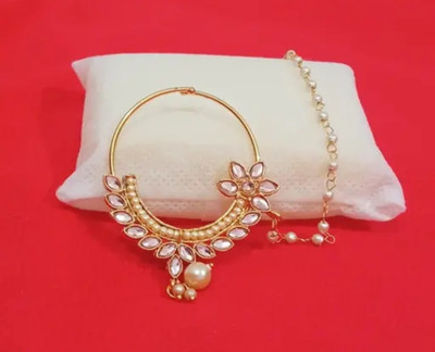 AARYA ENTERPRISES Pearl, Beads, Crystal Gold-plated Plated Metal Nose Ring