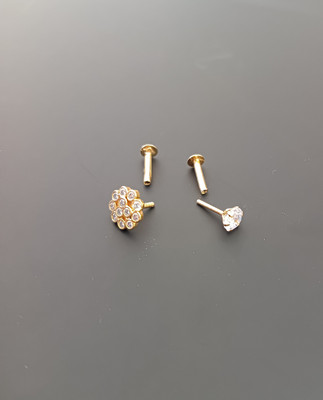 Paridhi Cubic Zirconia Gold-plated Plated Brass Nose Stud Set(Pack of 2)