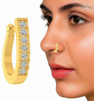 Jat Jewellers Cubic Zirconia Gold-plated Plated Crystal Nose Stud