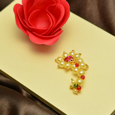 Jewelopia Cubic Zirconia, Pearl Gold-plated Plated Mother of Pearl Nose Ring
