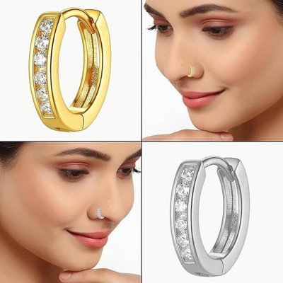 THANU'S CRAFT Crystal Gold-plated Plated Metal Nose Ring