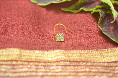 SHREEVARAM Cubic Zirconia Gold-plated Plated Brass Nose Ring