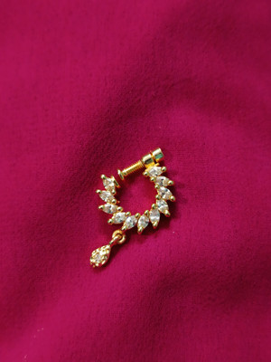 Shivaay Jewels Cubic Zirconia, Diamond Gold-plated Plated Stainless Steel Nose Ring