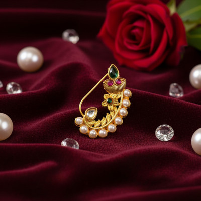 Aspruha Beads, Pearl Gold-plated Plated Alloy Nathiya