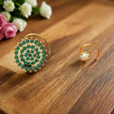 SHREEVARAM Gold-plated Plated Brass Nose Ring Set(Pack of 2)