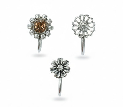 ANOUK Silver Plated Alloy Nose Ring(Pack of 3)
