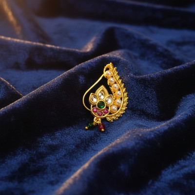 Aspruha Beads, Pearl Gold-plated Plated Alloy Nathiya