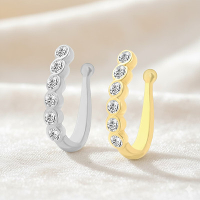 Bawree Crystal Gold-plated Plated Metal Nose Ring(Pack of 2)