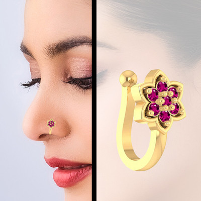 THANU'S CRAFT Ruby Gold-plated Plated Metal Nose Ring