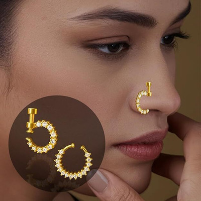 THANU'S CRAFT Crystal Gold-plated Plated Metal Nose Ring