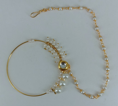 Nirmalkayaa Crystal Gold-plated Plated Alloy Nose Ring