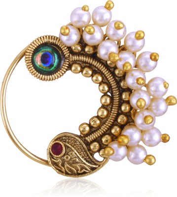 VIGHNAHARTA Cubic Zirconia, Pearl Gold-plated Plated Alloy Nathiya