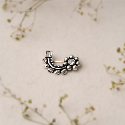 Sanseeta Zircon Silver Plated Brass Nose Stud