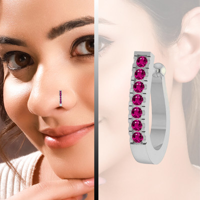 THANU'S CRAFT Ruby Silver Plated Metal Nose Ring
