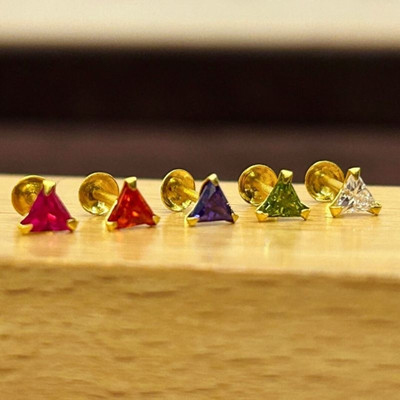 Nosepins Ruby Gold-plated Plated Crystal Nose Stud(Pack of 5)