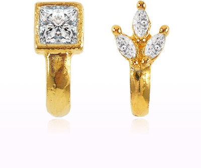 RANIT CREATION Diamond Gold-plated Plated Alloy Nose Stud Set(Pack of 2)