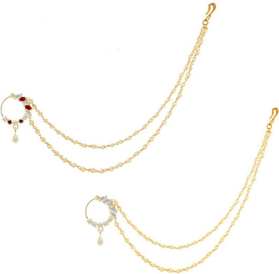 RANIT CREATION Diamond Gold-plated Plated Alloy Nose Ring(Pack of 2)