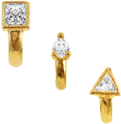 RANIT CREATION Diamond Gold-plated Plated Alloy Nose Stud Set(Pack of 3)