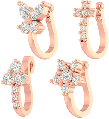 Bawree Crystal Gold-plated Plated Metal Nose Stud(Pack of 4)