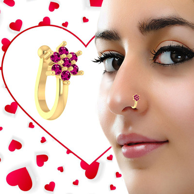 THANU'S CRAFT Ruby Gold-plated Plated Metal Nose Ring