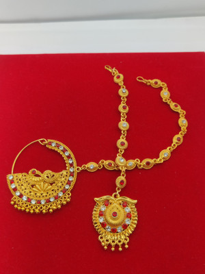 MOHINIMAA ENTERPRISES Zircon Gold-plated Plated Alloy Nose Ring Set(Pack of 2)