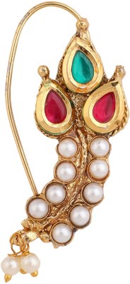 JEWELS GURU Pearl Gold-plated Plated Brass Nathiya