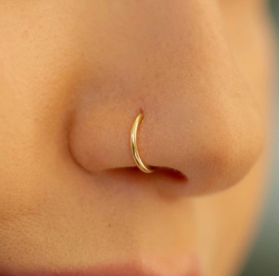 RENU CREATION Gold-plated, Rhodium Plated Brass, Metal, Alloy, Stone Nose Ring