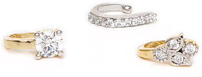 MALIFIONNA Diamond Gold-plated Plated Alloy Nose Stud(Pack of 3)