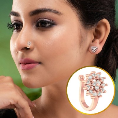 THANU'S CRAFT Crystal Copper Plated Metal Nose Ring