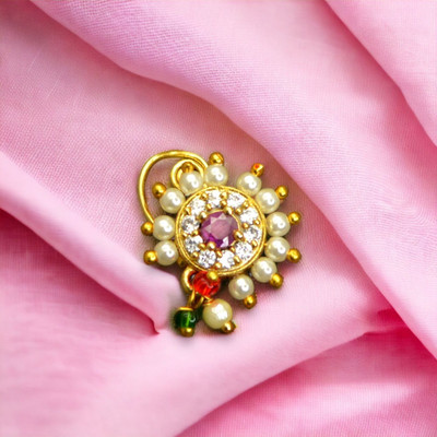 SHI Jewellery Cubic Zirconia, Zircon, Pearl Gold-plated Plated Mother of Pearl Nathiya