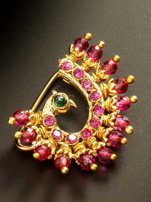 Vermont Ruby, Emerald Gold-plated Plated Brass Nathiya