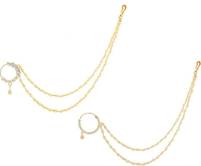 Tarak Traders Diamond Gold-plated Plated Alloy Nose Ring(Pack of 2)