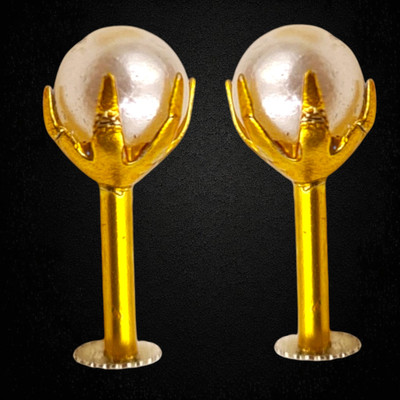 RENU CREATION Pearl Gold-plated Plated Brass Nose Stud