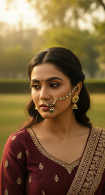 royal nosepin Sapphire Brass, Gold-plated Plated Brass, Metal Nose Ring