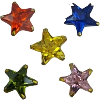 Nosepins Ruby Palladium, NA Plated Metal, Stone Nose Stud(Pack of 5)