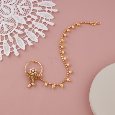 GC PREMIUM JEWELLERY Cubic Zirconia, Pearl, Beads Gold-plated Plated Brass Nathiya